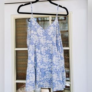 Pink Lily Blue and White Floral Tank Top